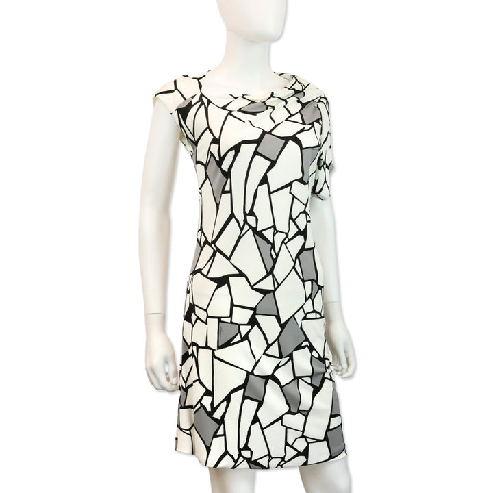 Gucci White Abstract Geometric Print Jersey Midi Dress