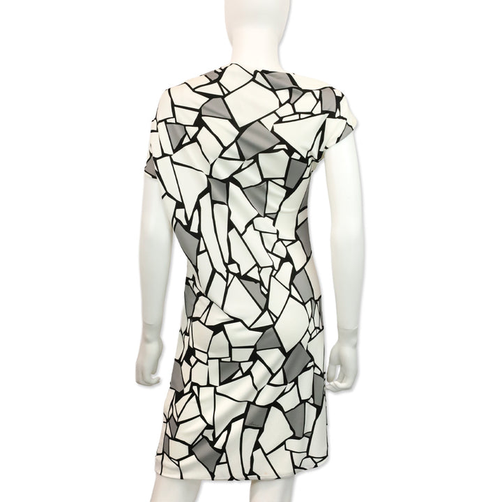 Gucci White Abstract Geometric Print Jersey Midi Dress