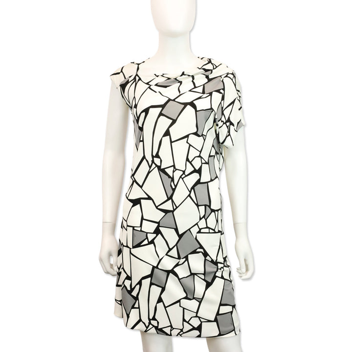 Gucci White Abstract Geometric Print Jersey Midi Dress