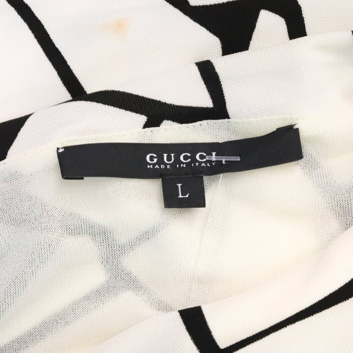 Gucci White Abstract Geometric Print Jersey Midi Dress