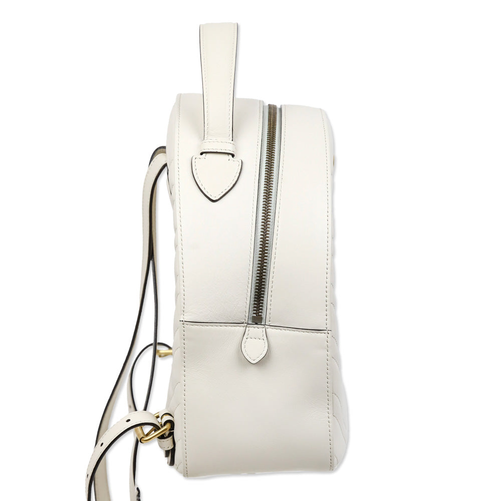 Gucci White Chevron Quilted Leather Marmont Backpack