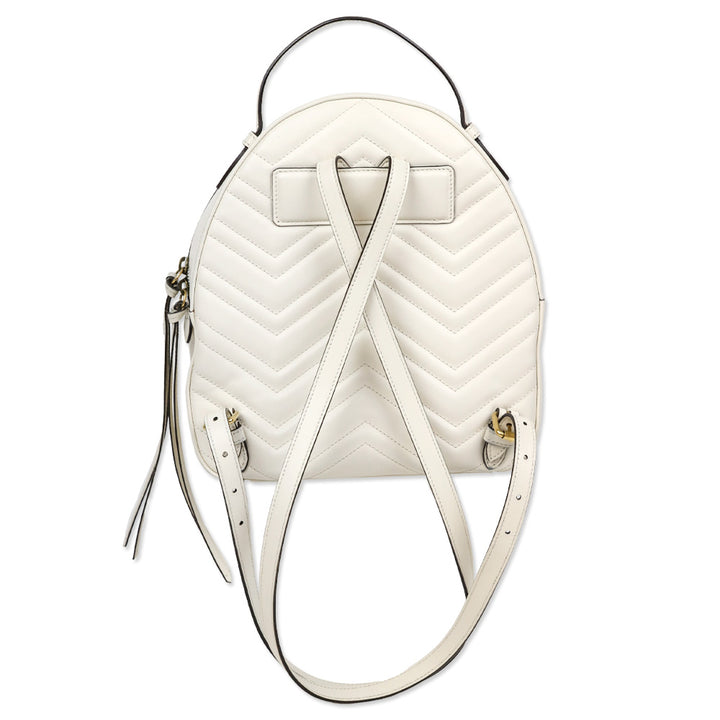 Gucci White Chevron Quilted Leather Marmont Backpack