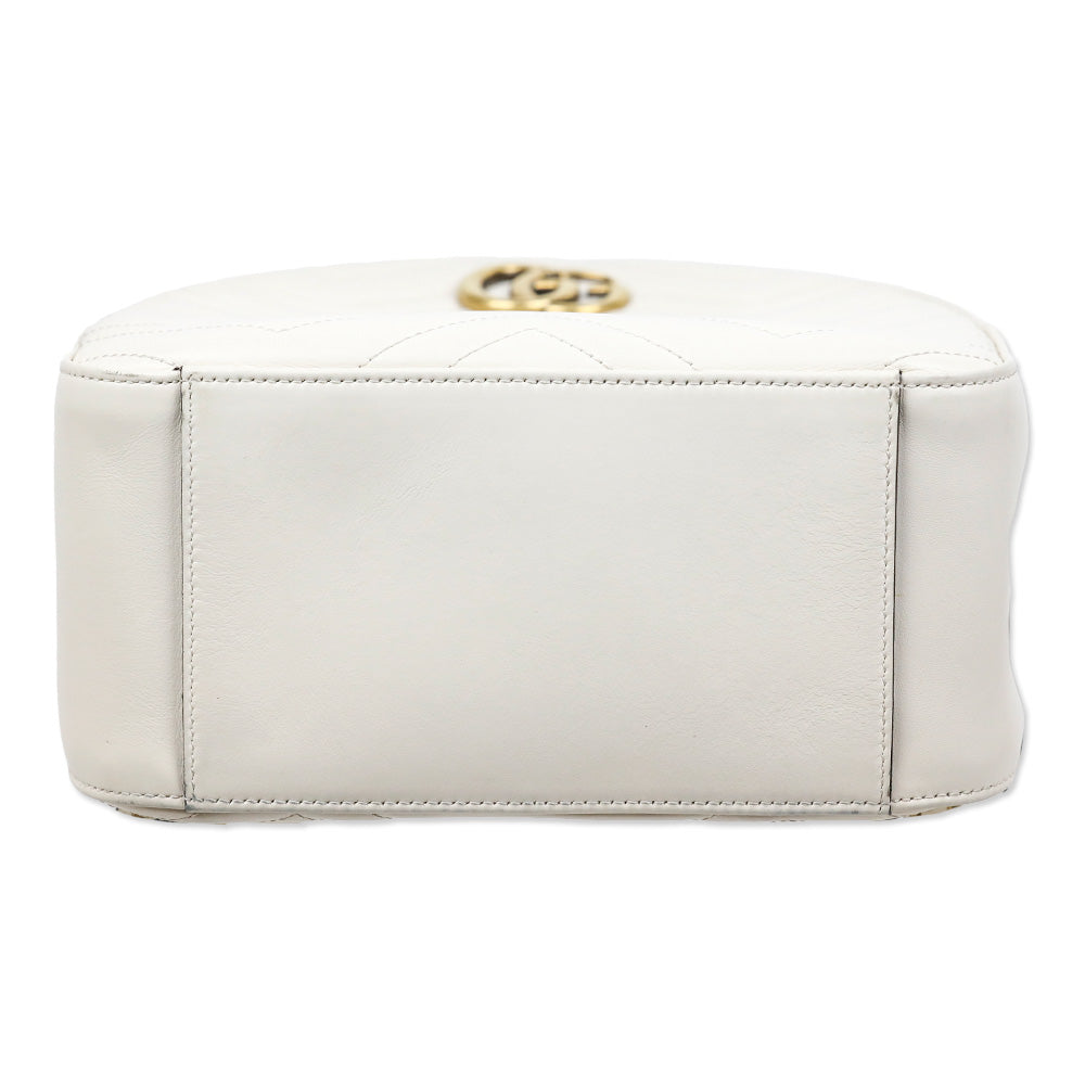 Gucci White Chevron Quilted Leather Marmont Backpack