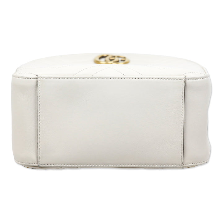 Gucci White Chevron Quilted Leather Marmont Backpack