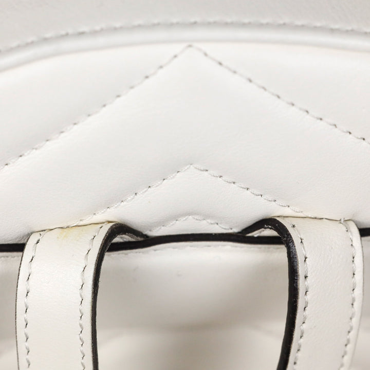 Gucci White Chevron Quilted Leather Marmont Backpack