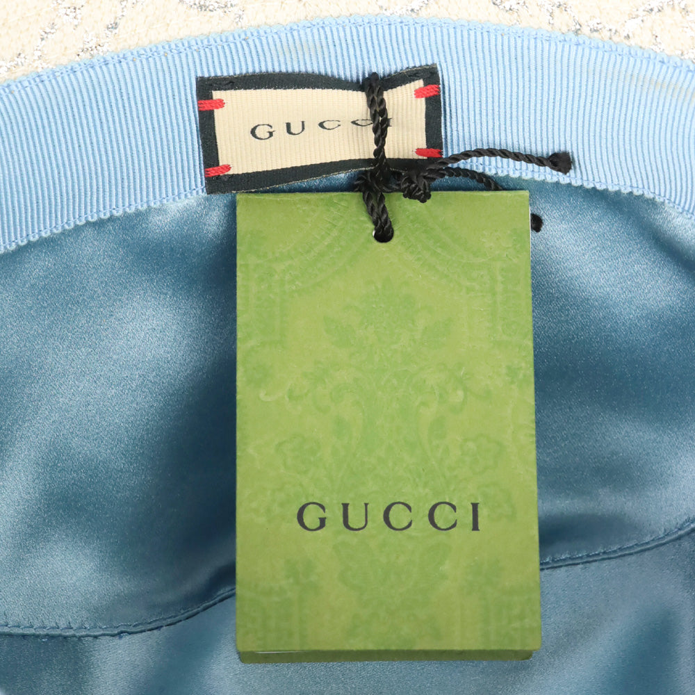 Gucci White GG Silver Lamé Bucket Hat