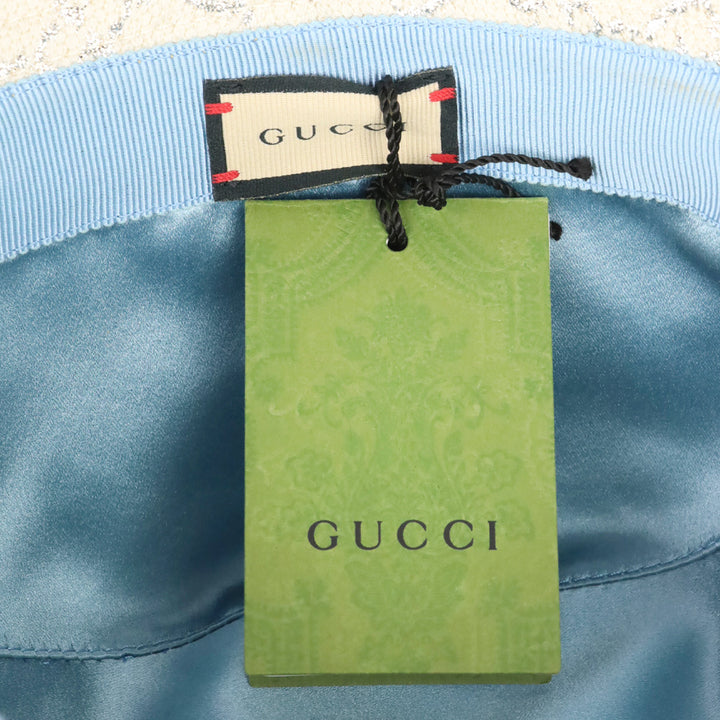 Gucci White GG Silver Lamé Bucket Hat