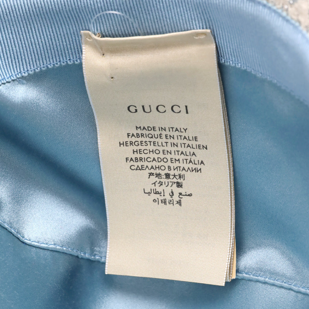 Gucci White GG Silver Lamé Bucket Hat
