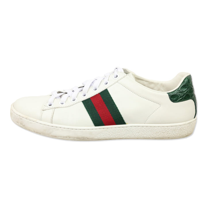 Gucci White Leather Ace Sneaker with Web