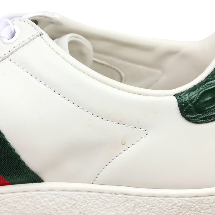 Gucci White Leather Ace Sneaker with Web