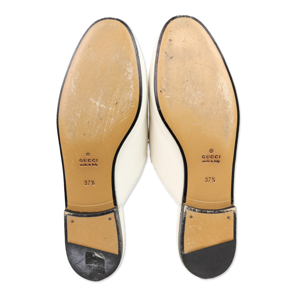 Gucci White Leather Horsebit Princetown Slipper