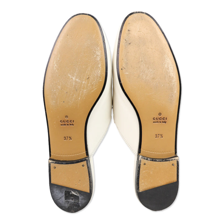 Gucci White Leather Horsebit Princetown Slipper