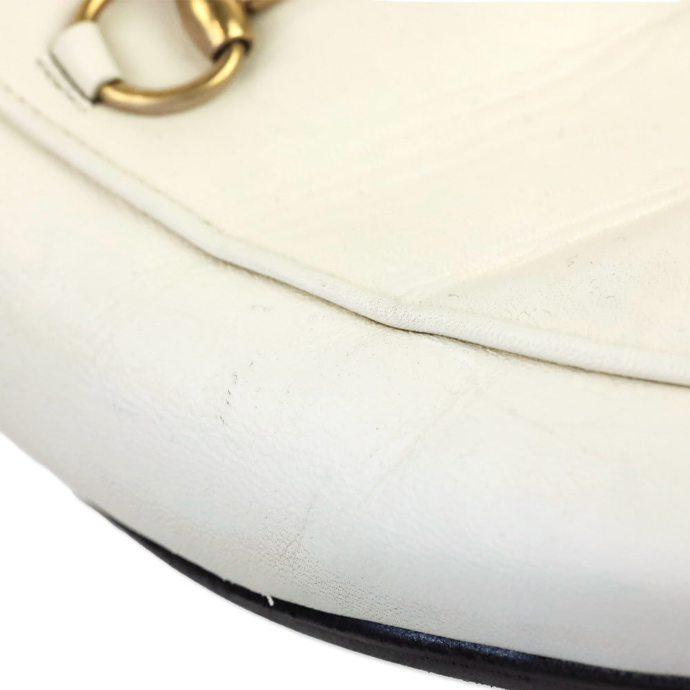 Gucci White Leather Horsebit Princetown Slipper