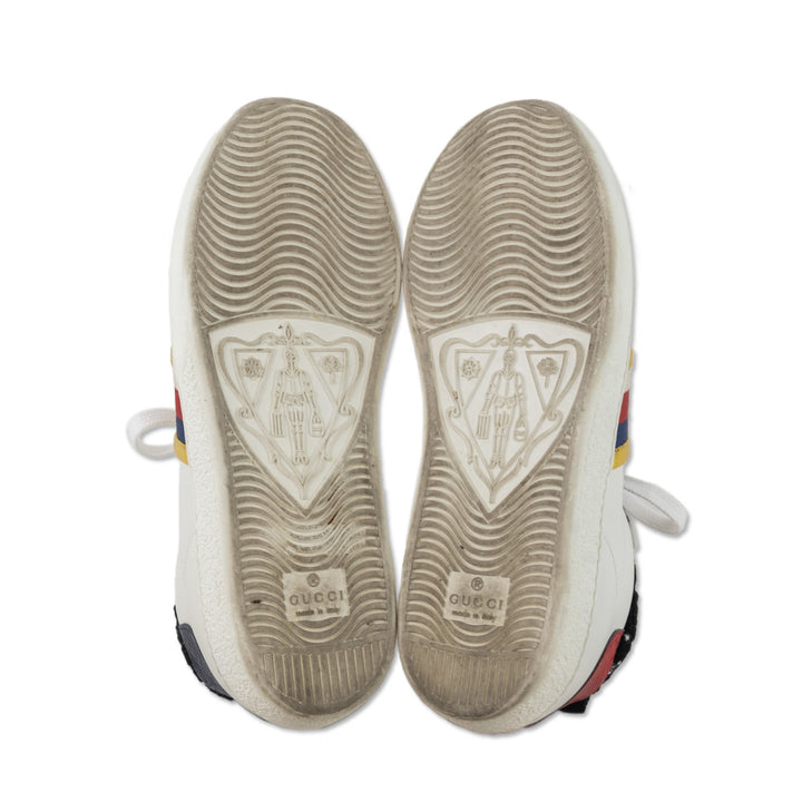 Gucci White Leather Lace Sylvie Web Accent Low-Top Sneakers