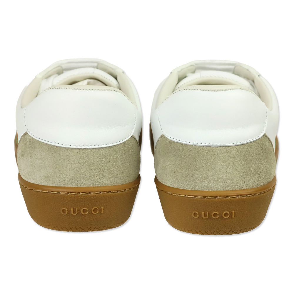 Gucci White Leather Web Stripe Gum Sole Sneakers