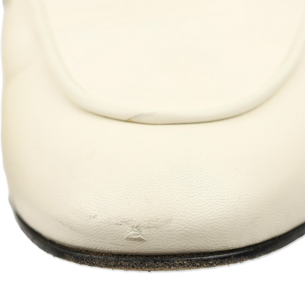 Gucci White Leather Web Stripe Horsebit Princetown Slipper Mule Loafer