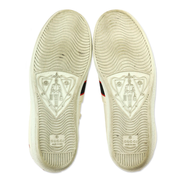 Gucci White/Red/Black Ace Stripe Leather Sneakers