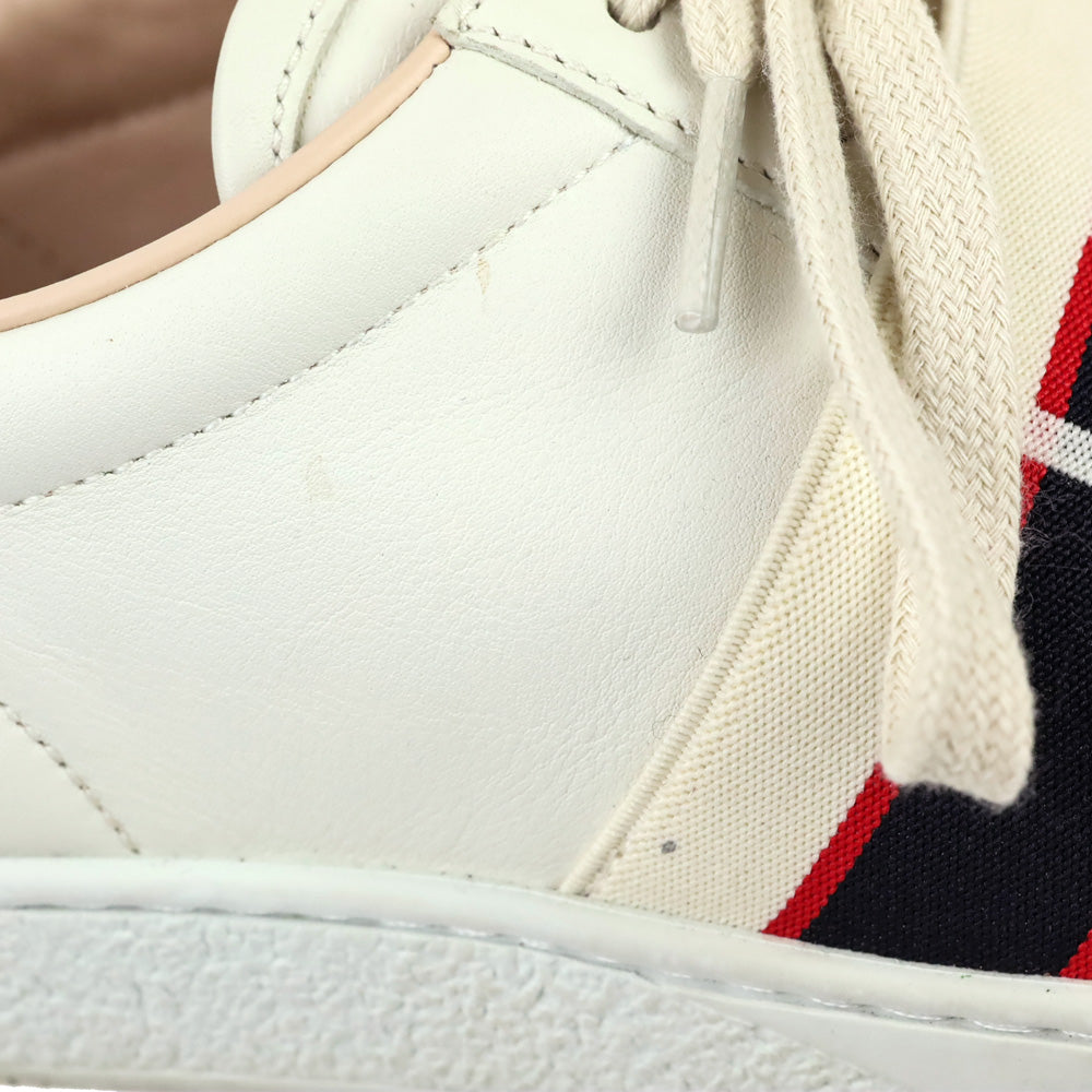 Gucci White/Red/Black Ace Stripe Leather Sneakers