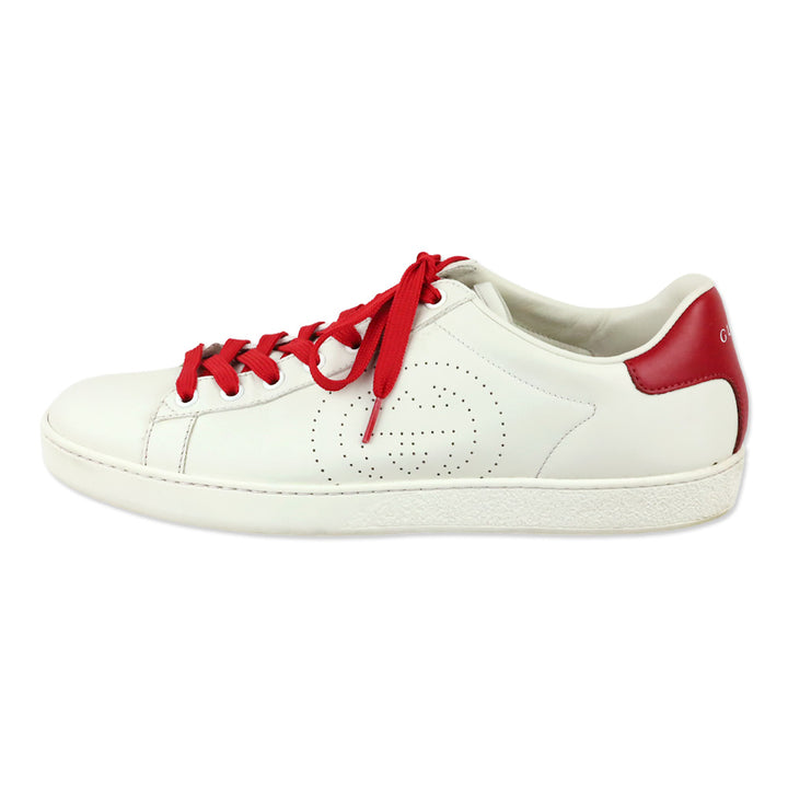 Gucci White Red Interlocking G Micro Soft Leather Sneaker
