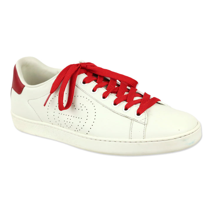 Gucci White Red Interlocking G Micro Soft Leather Sneaker