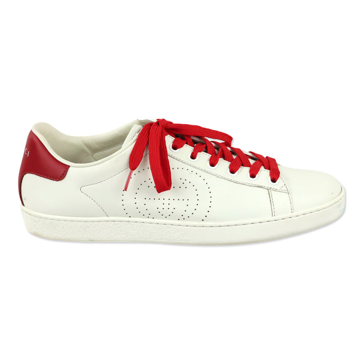 Gucci White Red Interlocking G Micro Soft Leather Sneaker