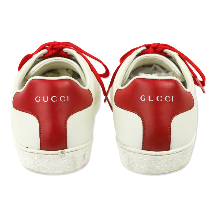 Gucci White Red Interlocking G Micro Soft Leather Sneaker