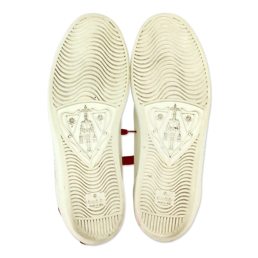 Gucci White Red Interlocking G Micro Soft Leather Sneaker