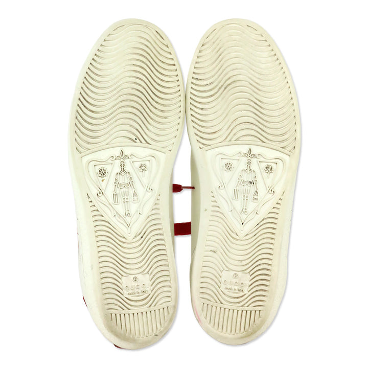Gucci White Red Interlocking G Micro Soft Leather Sneaker