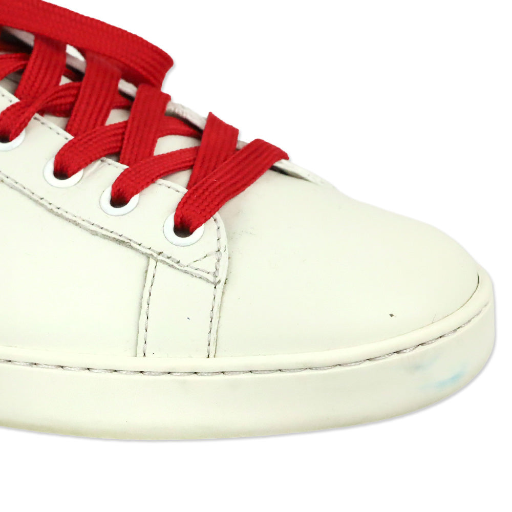 Gucci White Red Interlocking G Micro Soft Leather Sneaker