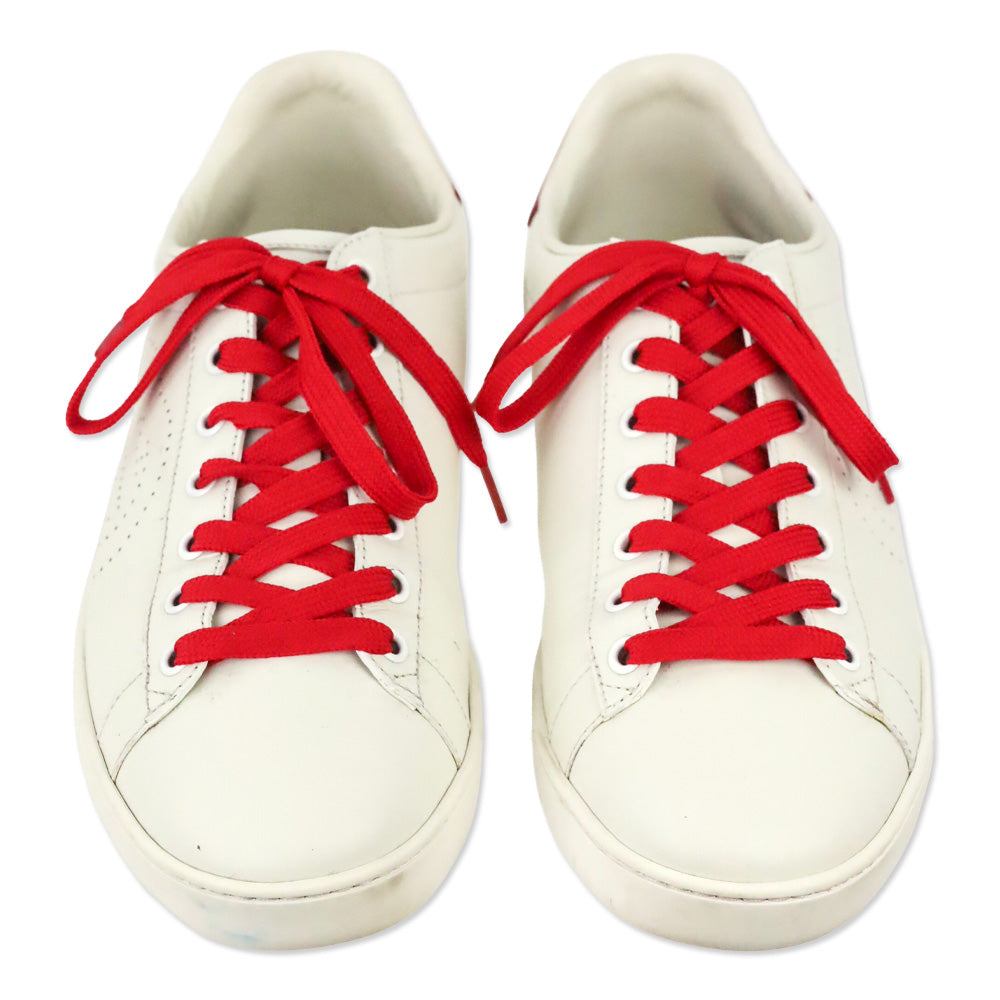 Gucci White Red Interlocking G Micro Soft Leather Sneaker