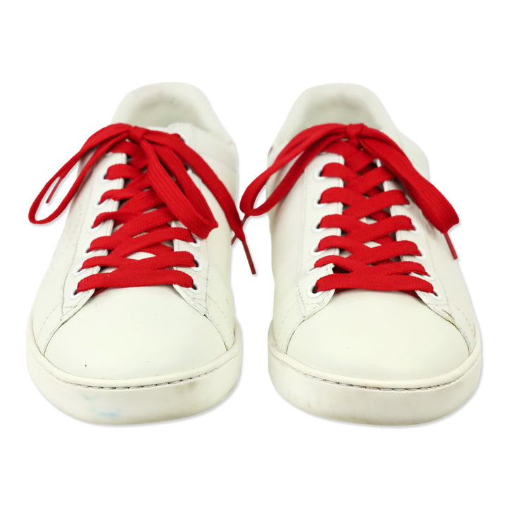 Gucci White Red Interlocking G Micro Soft Leather Sneaker