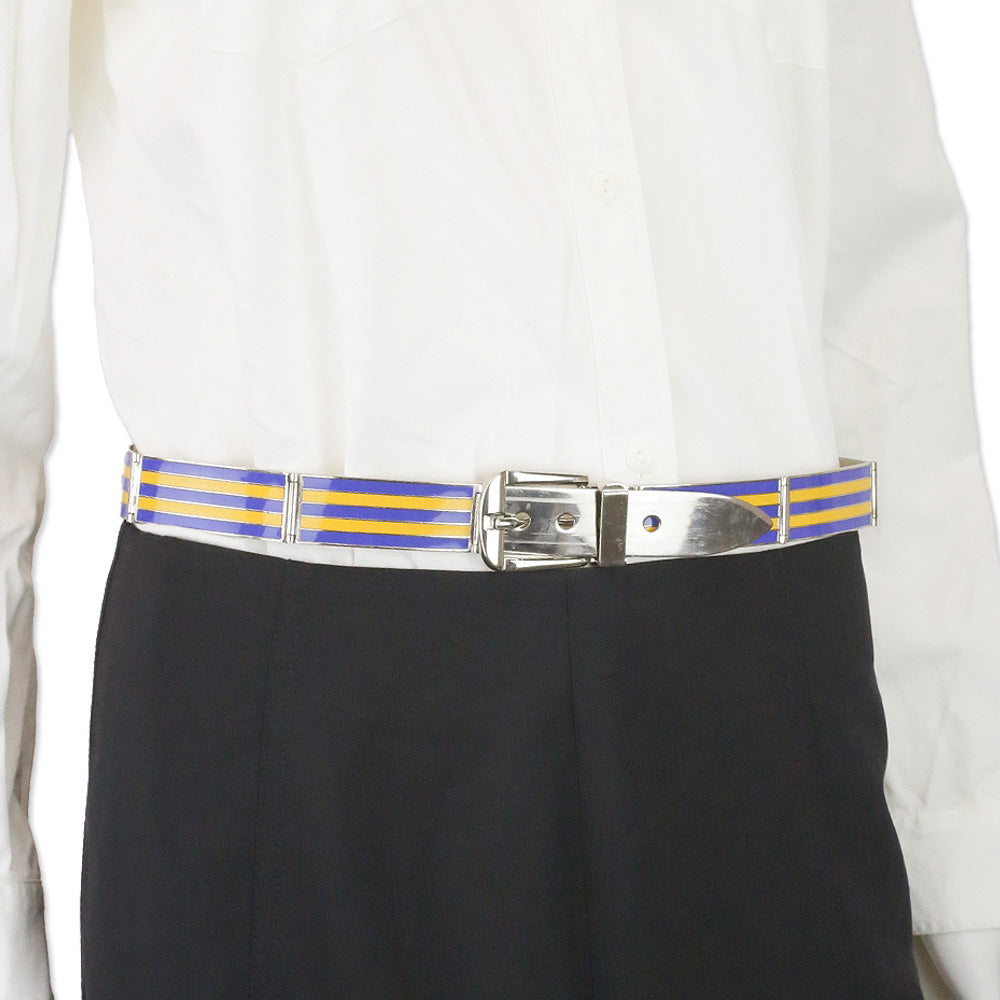 Gucci Yellow/Blue Striped Enamel Metal Belt