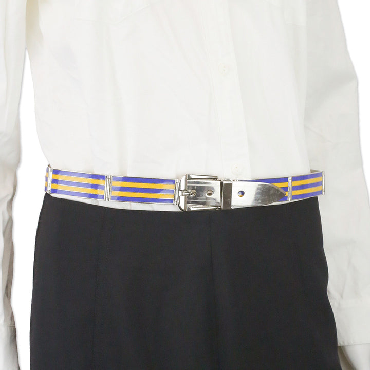 Gucci Yellow/Blue Striped Enamel Metal Belt