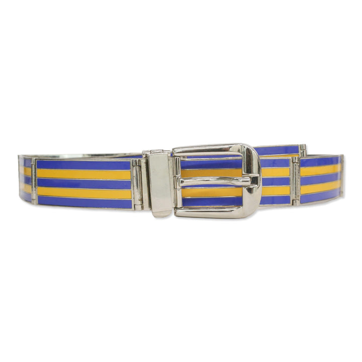Gucci Yellow/Blue Striped Enamel Metal Belt