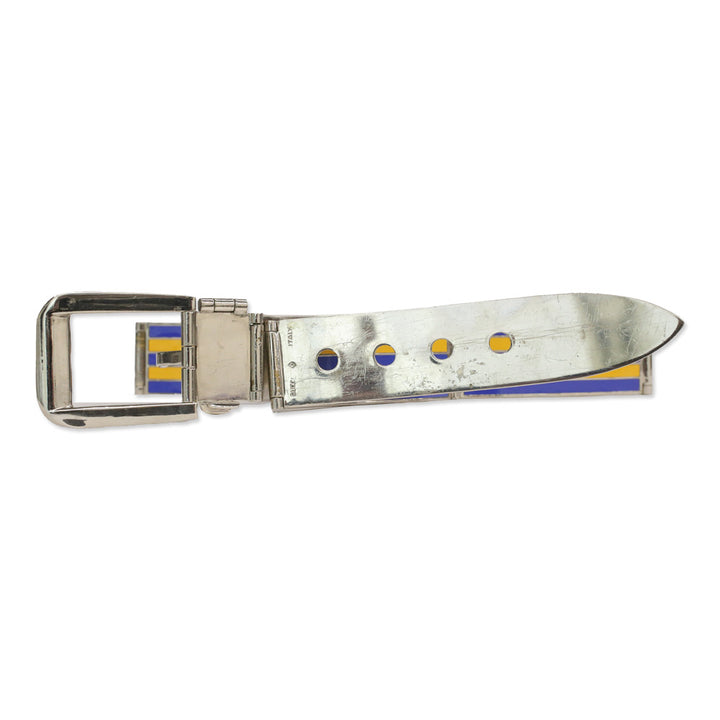 Gucci Yellow/Blue Striped Enamel Metal Belt