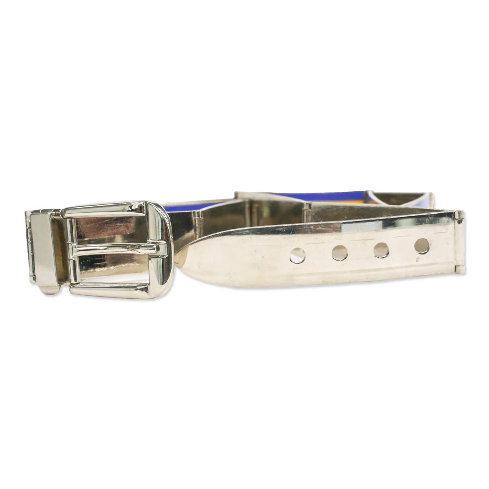 Gucci Yellow/Blue Striped Enamel Metal Belt
