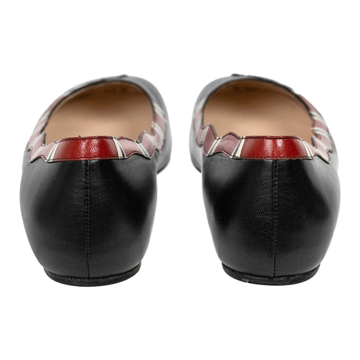 Gucci Yoko King Snake Black Leather Ballet Flats