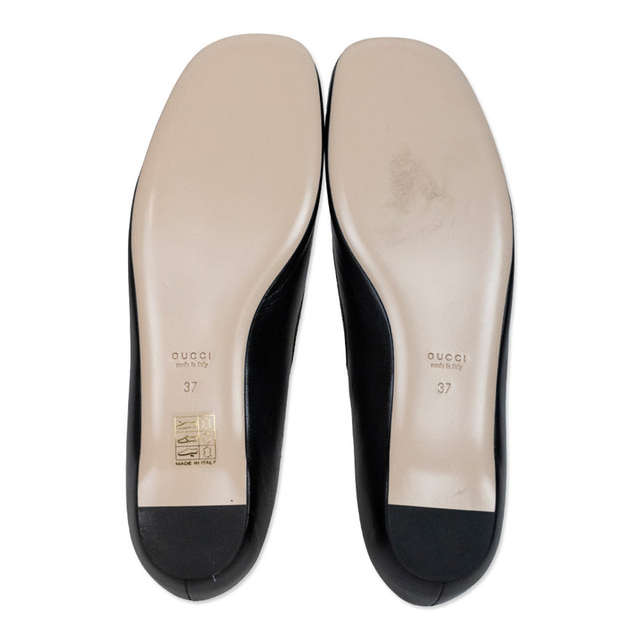 Gucci Yoko King Snake Black Leather Ballet Flats