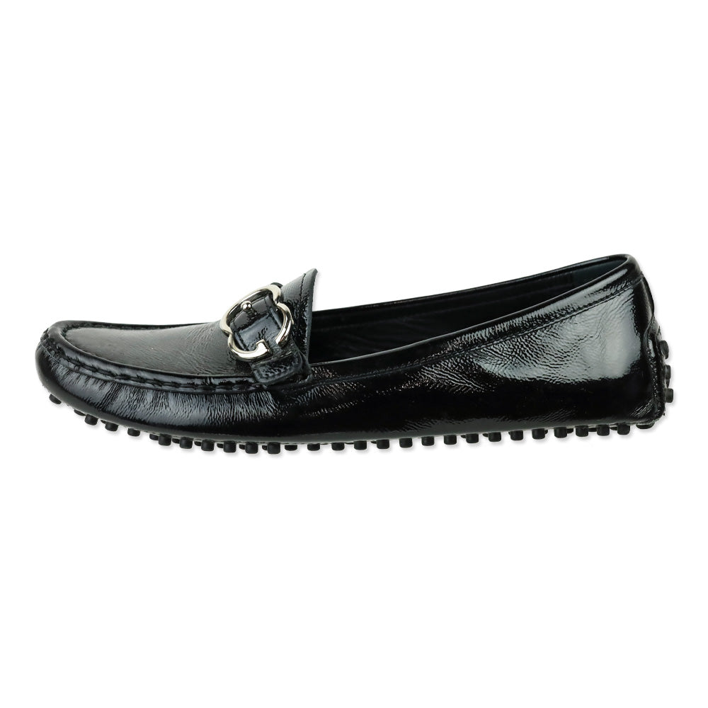 Gucci Black Patent Sachelin Sport Driver Moccasin Loafer
