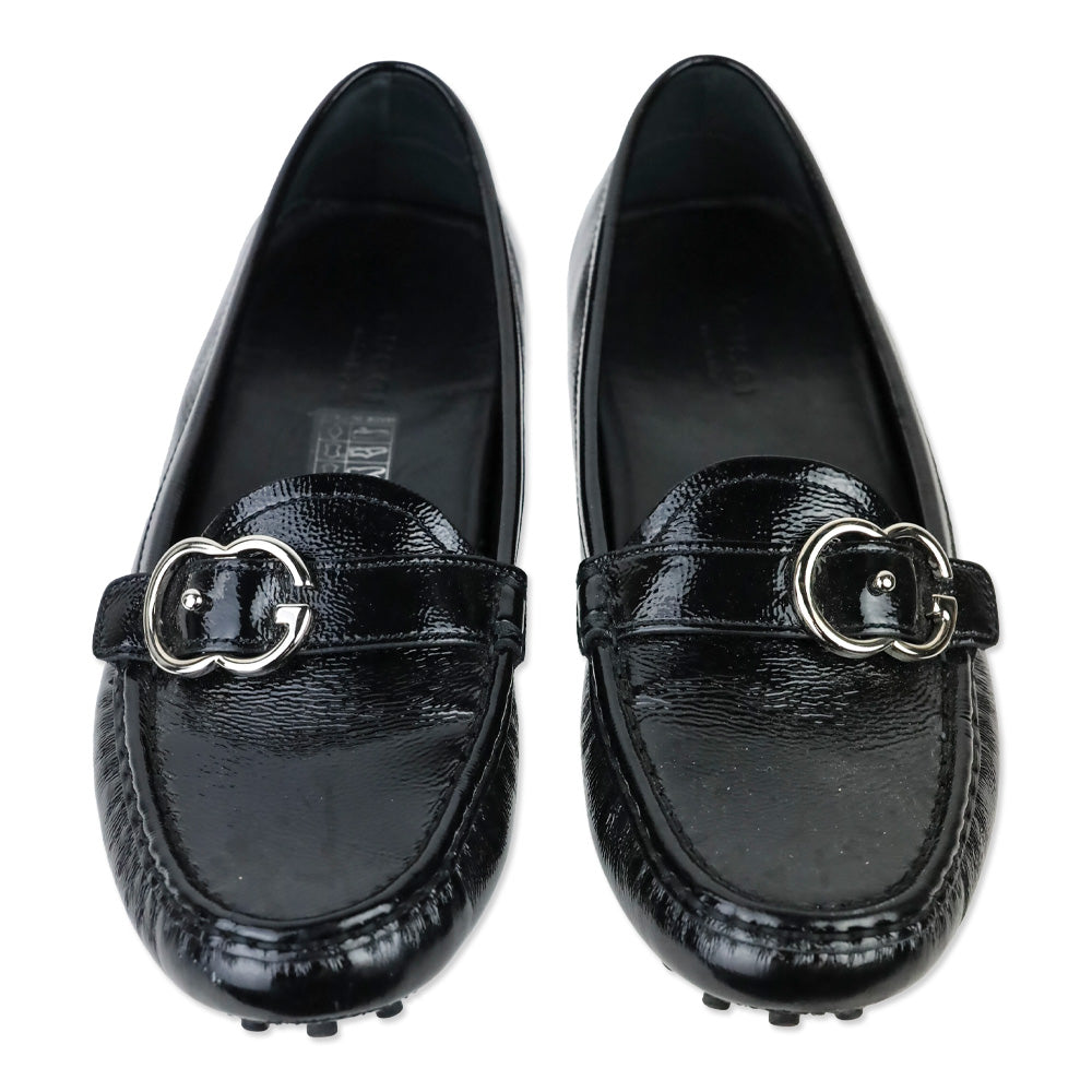 Gucci Black Patent Sachelin Sport Driver Moccasin Loafer