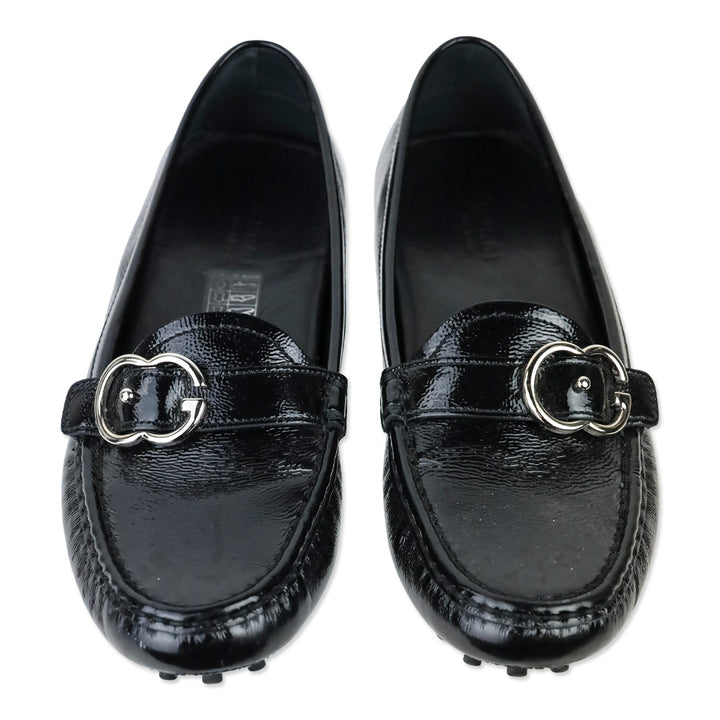 Gucci Black Patent Sachelin Sport Driver Moccasin Loafer
