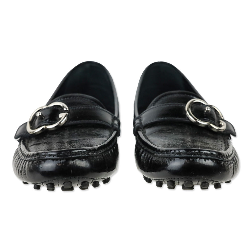 Gucci Black Patent Sachelin Sport Driver Moccasin Loafer