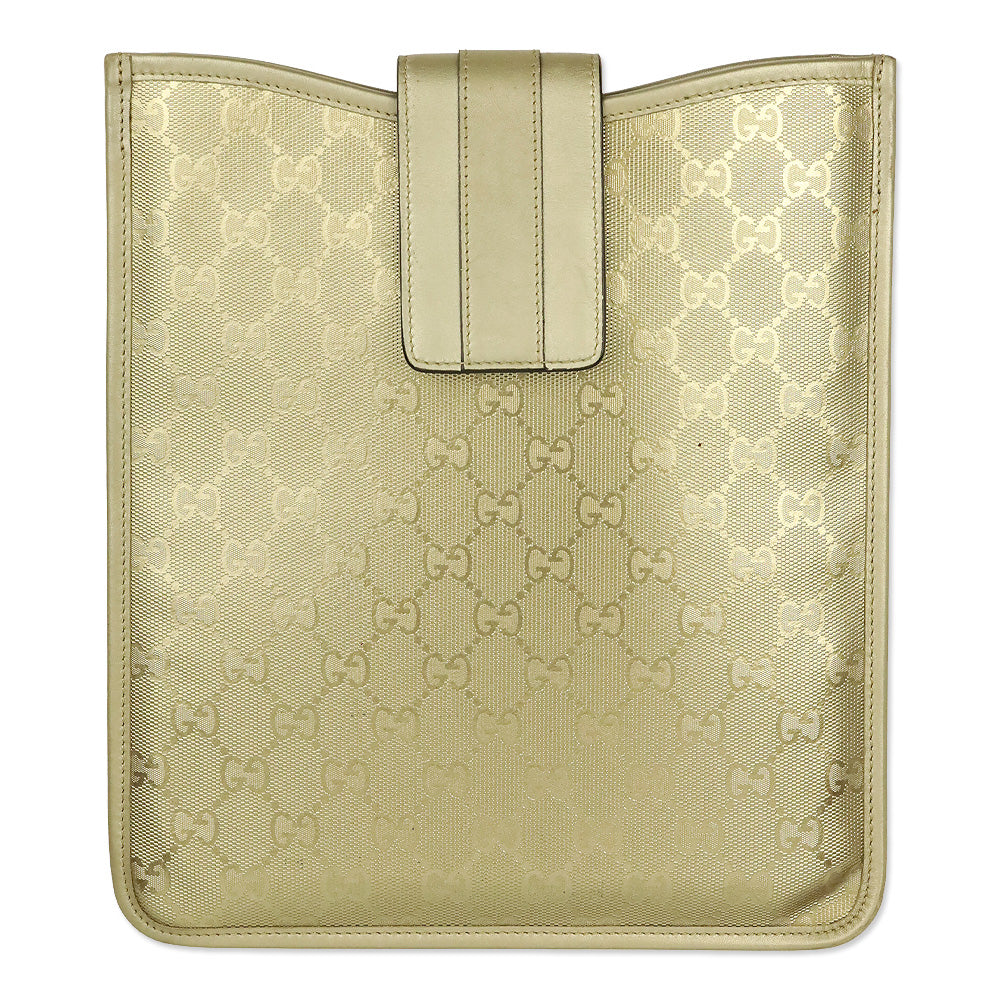 Gucci Gold-tone Guccissima GG Canvas Leather Tablet Case