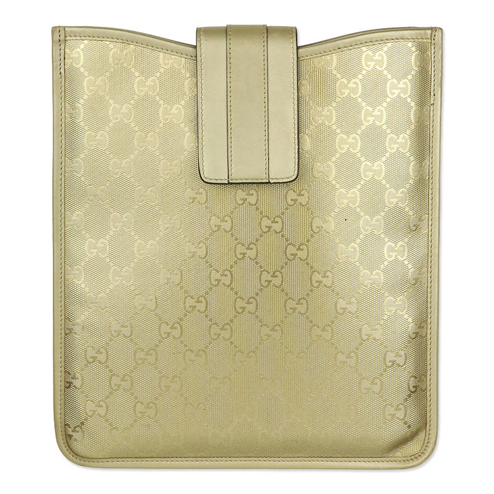 Gucci Gold-tone Guccissima GG Canvas Leather Tablet Case
