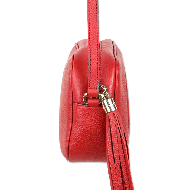 Gucci Red Pebbled Leather Soho Disco Crossbody Bag