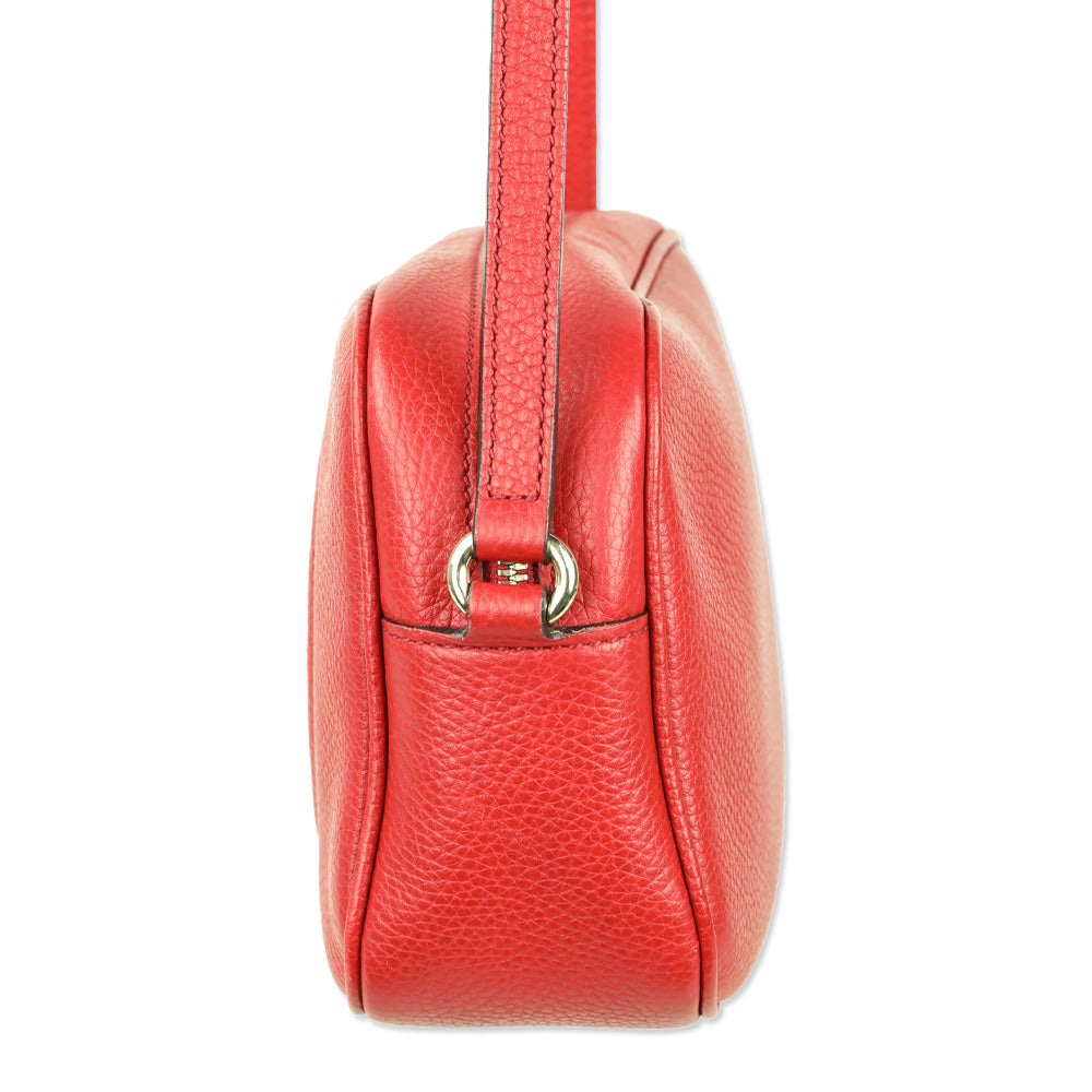 Gucci Red Pebbled Leather Soho Disco Crossbody Bag