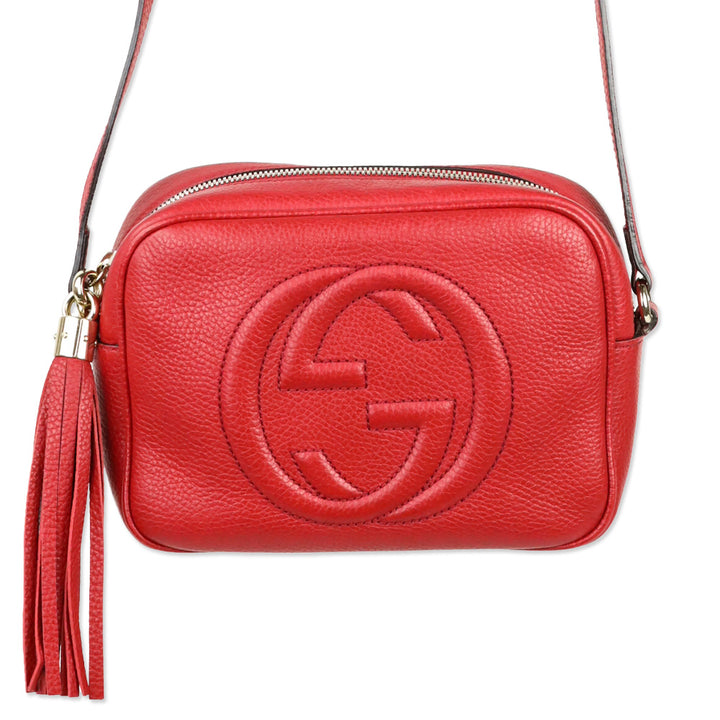 Gucci Red Pebbled Leather Soho Disco Crossbody Bag