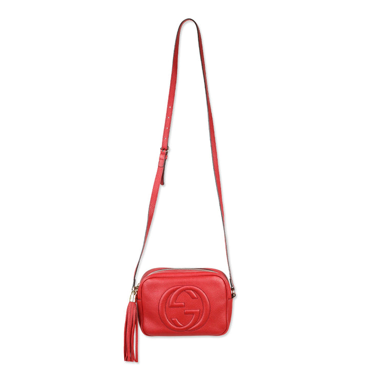 Gucci Red Pebbled Leather Soho Disco Crossbody Bag
