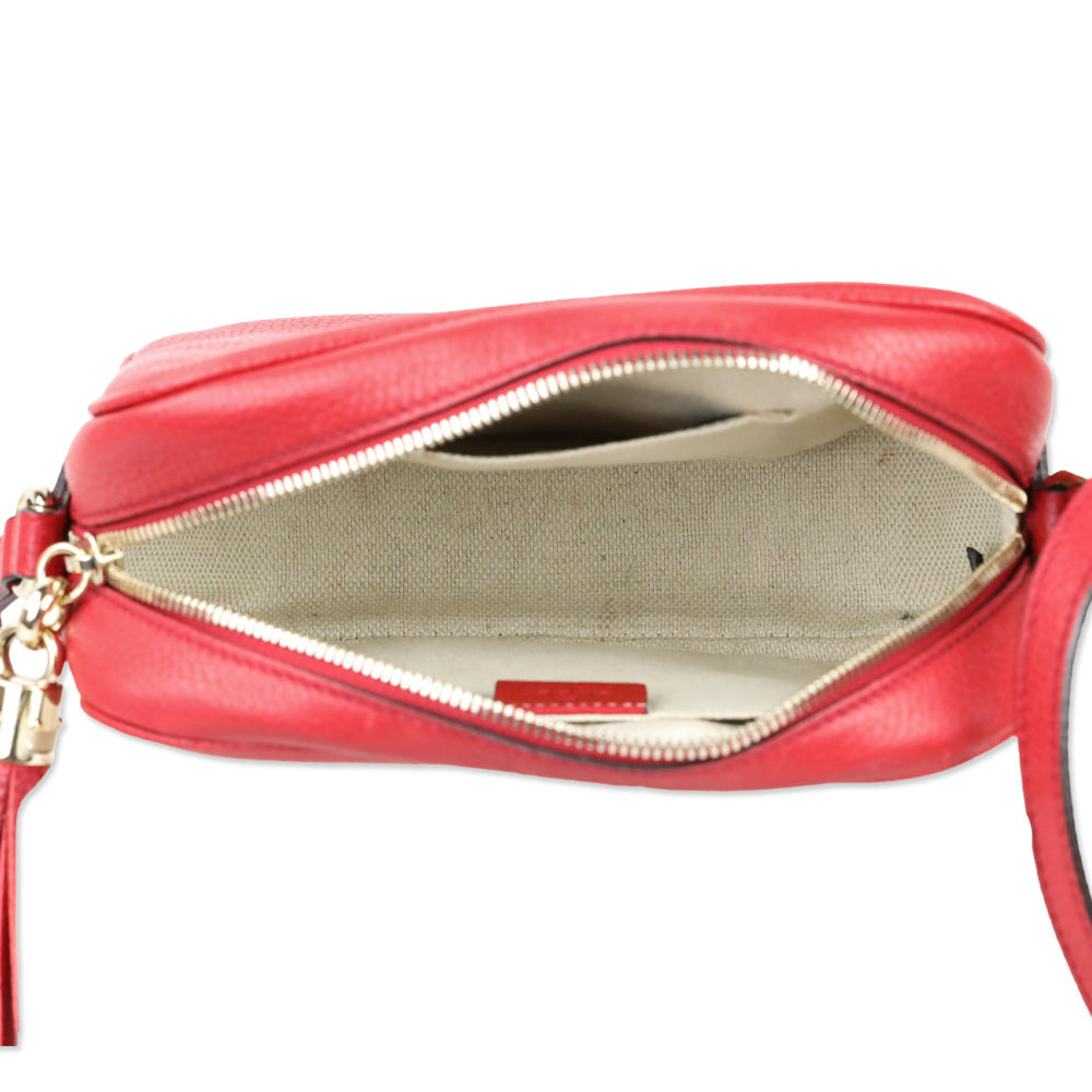 Gucci Red Pebbled Leather Soho Disco Crossbody Bag