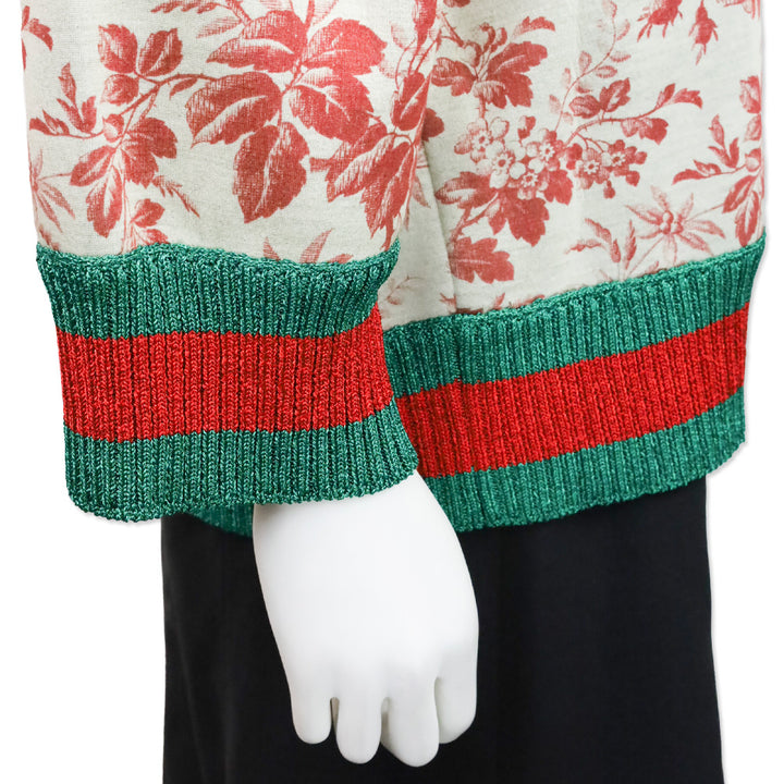 Gucci Resort 2016 Herbarium Floral Grey Red Bloom Metallic Web Sweatshirt